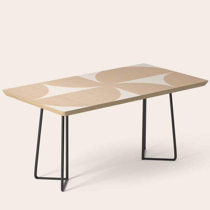 Bauhaus Mid Century Modern Geometric X Neutral Beige Coffee Table Gallery Image 1