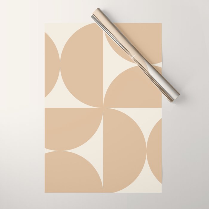 Bauhaus Mid Century Modern Geometric X Neutral Beige Wrapping Paper Gallery Image 1