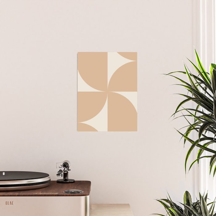 Bauhaus Mid Century Modern Geometric X Neutral Beige Poster Gallery Image 2