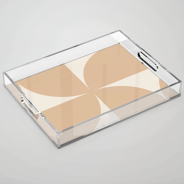 Bauhaus Mid Century Modern Geometric X Neutral Beige Acrylic Tray Gallery Image 1