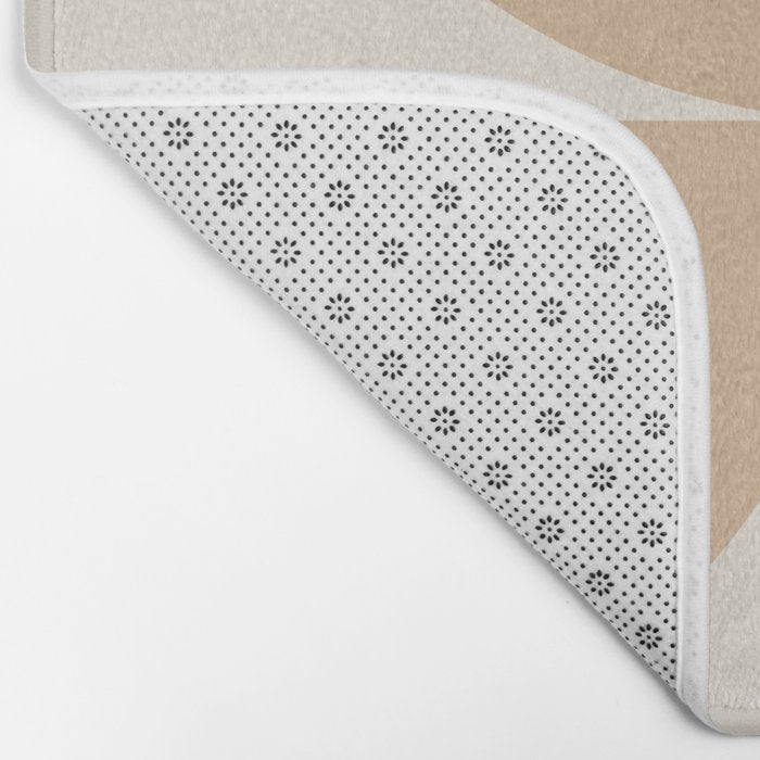 Bauhaus Mid Century Modern Geometric X Neutral Beige Bath Mat Gallery Image 2