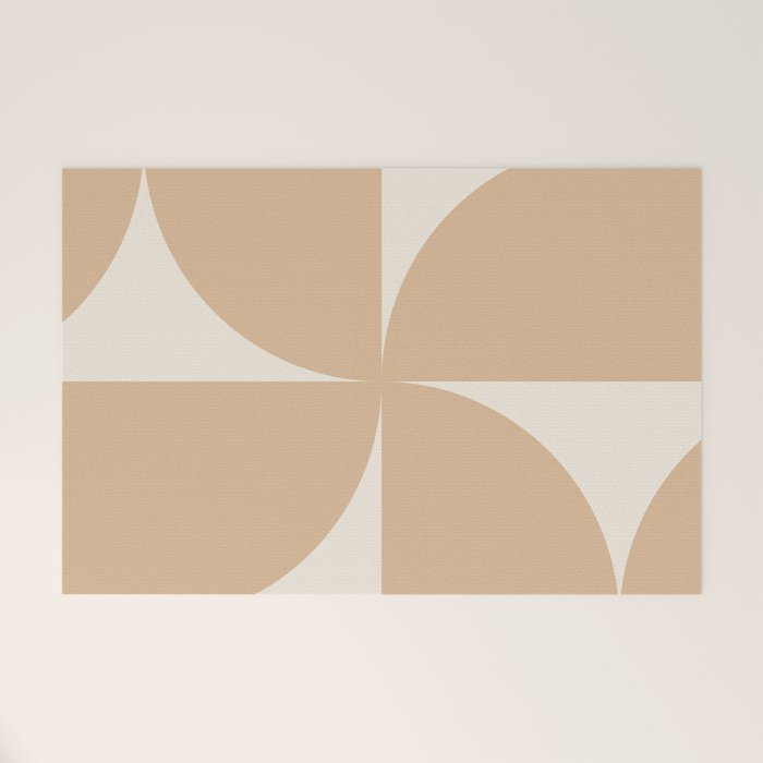 Bauhaus Mid Century Modern Geometric X Neutral Beige Welcome Mat Gallery Image 1