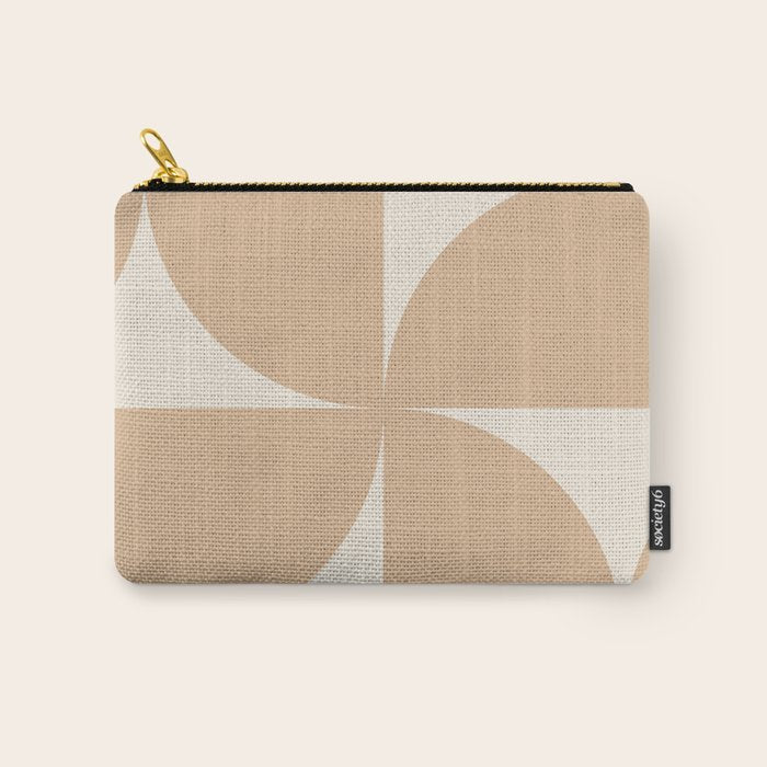 Bauhaus Mid Century Modern Geometric X Neutral Beige Carry All Pouch Gallery Image 1