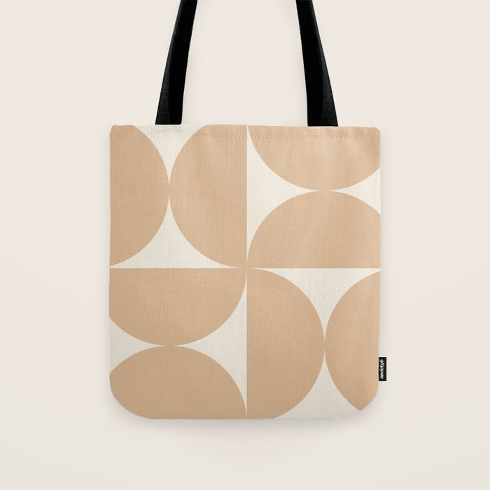 Bauhaus Mid Century Modern Geometric X Neutral Beige Tote Bag Gallery Image 1
