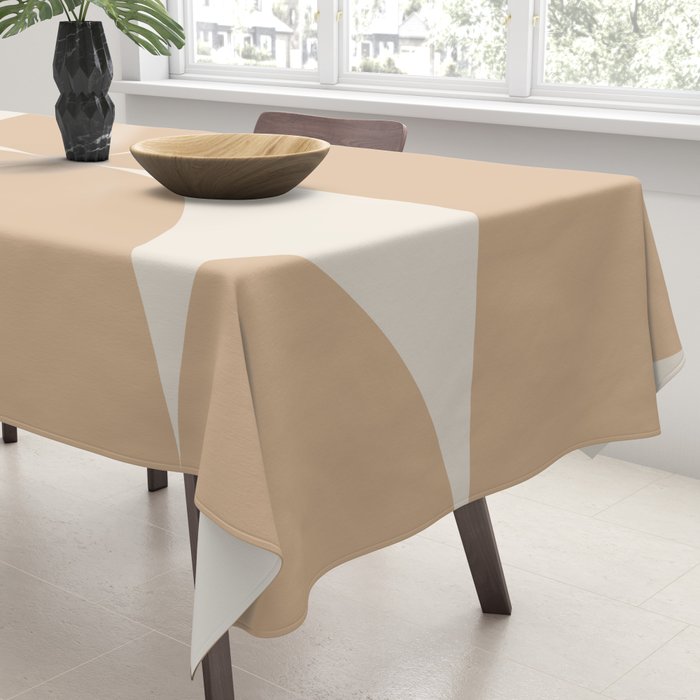 Bauhaus Mid Century Modern Geometric X Neutral Beige Tablecloth Gallery Image 3