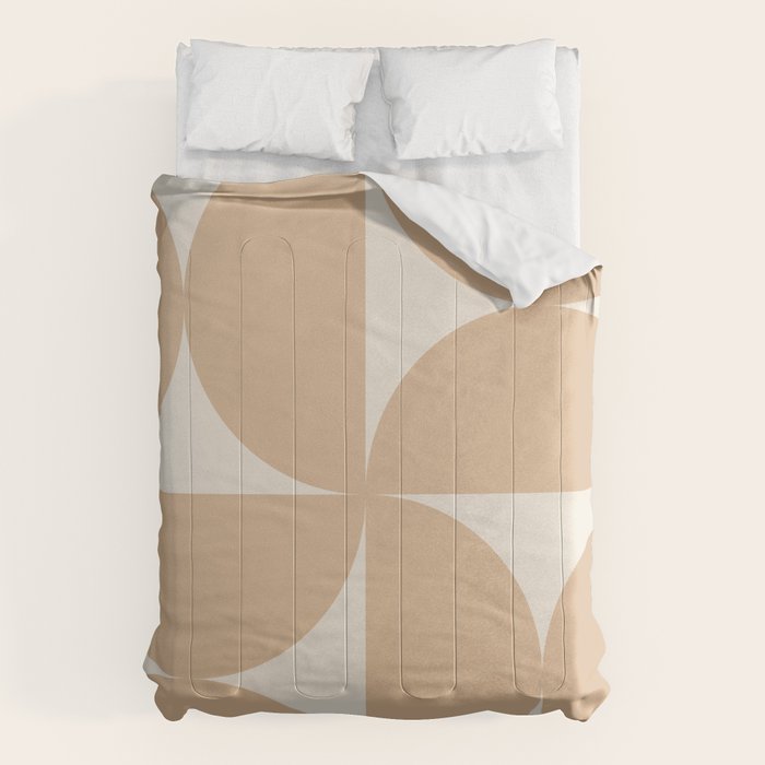 Bauhaus Mid Century Modern Geometric X Neutral Beige Comforter Gallery Image 6