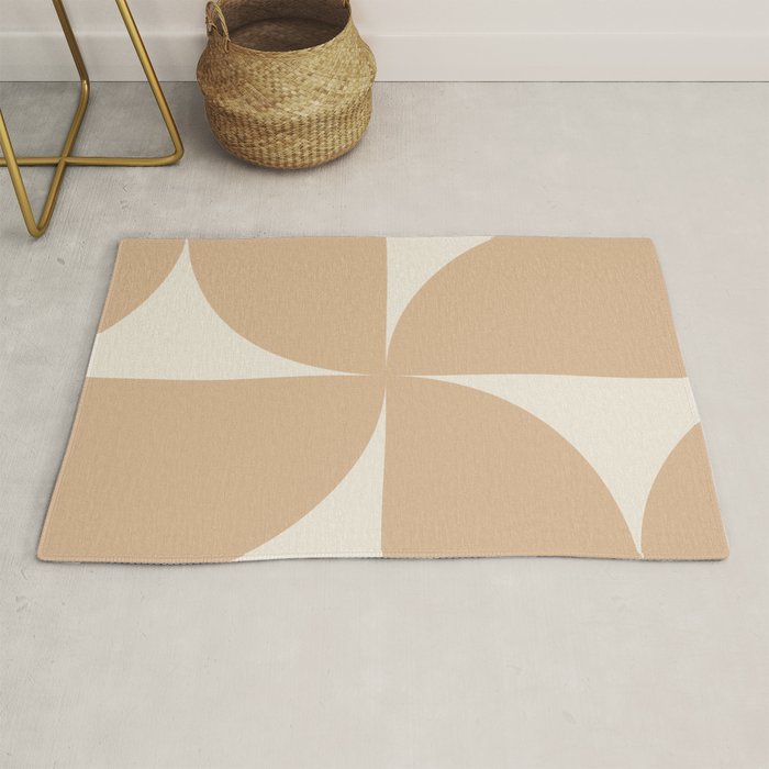 Bauhaus Mid Century Modern Geometric X Neutral Beige Rug Gallery Image 1