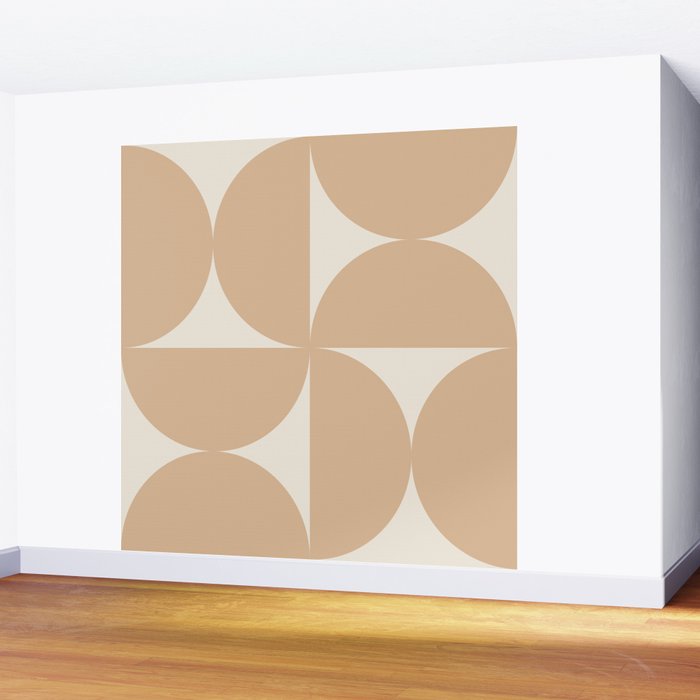 Bauhaus Mid Century Modern Geometric X Neutral Beige Wall Mural Gallery Image 2