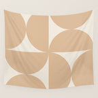 Bauhaus Mid Century Modern Geometric X Neutral Beige Wall Tapestry Gallery Image 4