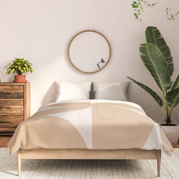 Bauhaus Mid Century Modern Geometric X Neutral Beige Comforter Gallery Image 3