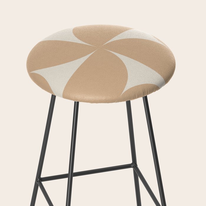 Bauhaus Mid Century Modern Geometric X Neutral Beige Stool Gallery Image 2