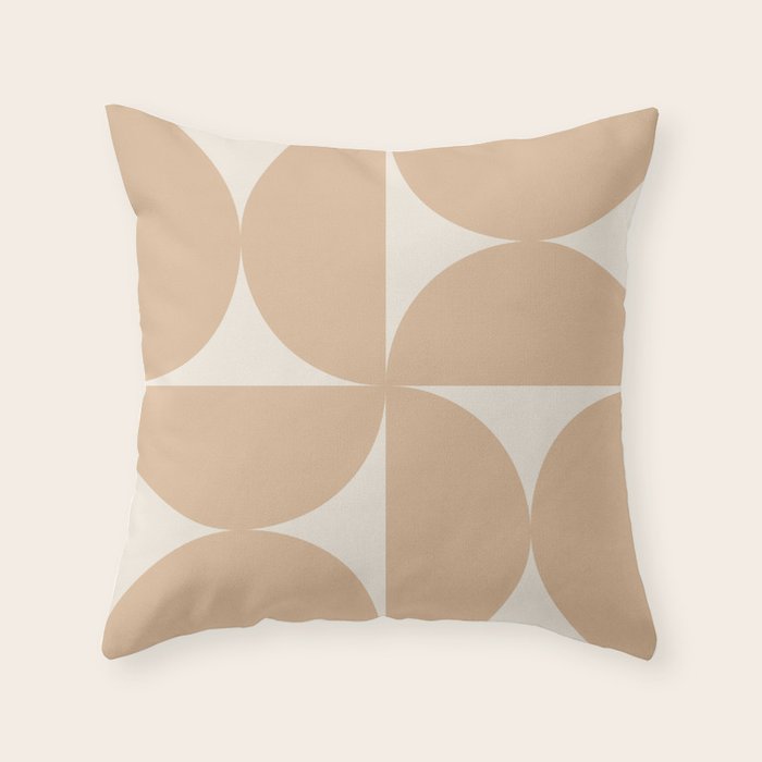 Bauhaus Mid Century Modern Geometric X Neutral Beige Throw Pillow Gallery Image 1