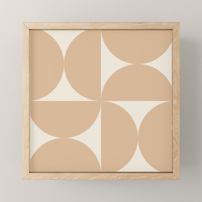 Bauhaus Mid Century Modern Geometric X Neutral Beige Mini Art Print Gallery Image 1