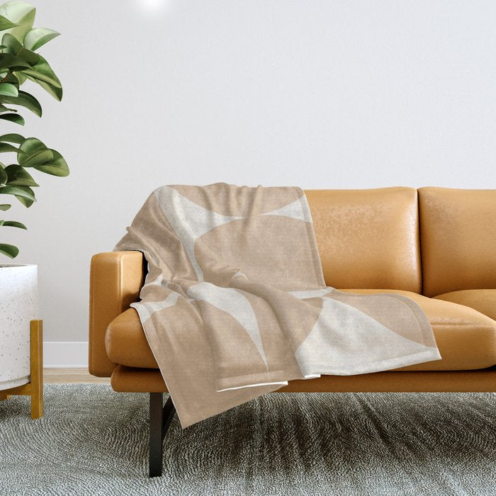 Bauhaus Mid Century Modern Geometric X Neutral Beige Throw Blanket Gallery Image 1