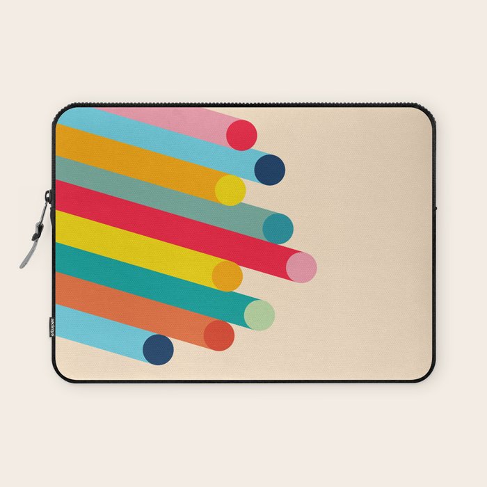 Retro Mid Century Beams | Bauhaus Geometric Pattern Laptop Sleeve Gallery Image 1