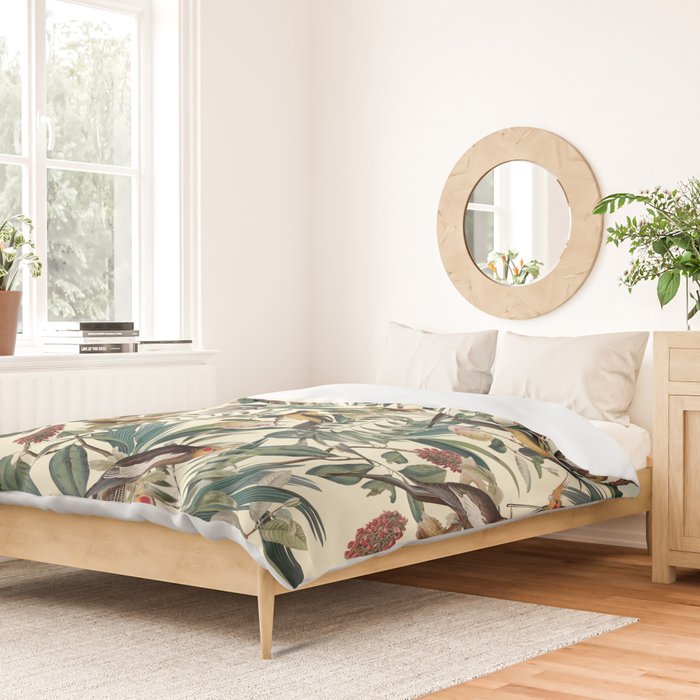 Floral and Birds Vintage Garden Duvet Cover Gallery Image 2