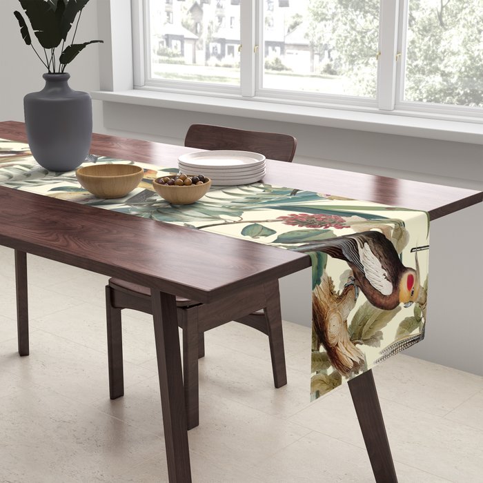 Floral and Birds Vintage Garden Table Runner Gallery Image 2