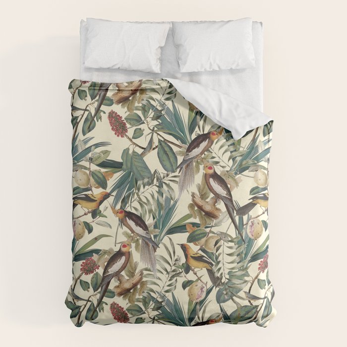 Floral and Birds Vintage Garden Duvet Cover Gallery Image 6