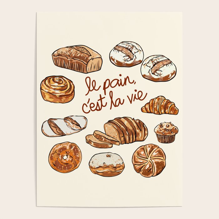 Le Pain Câest La Vie â Bread is Life French Bakery Illustration Poster Gallery Image 4