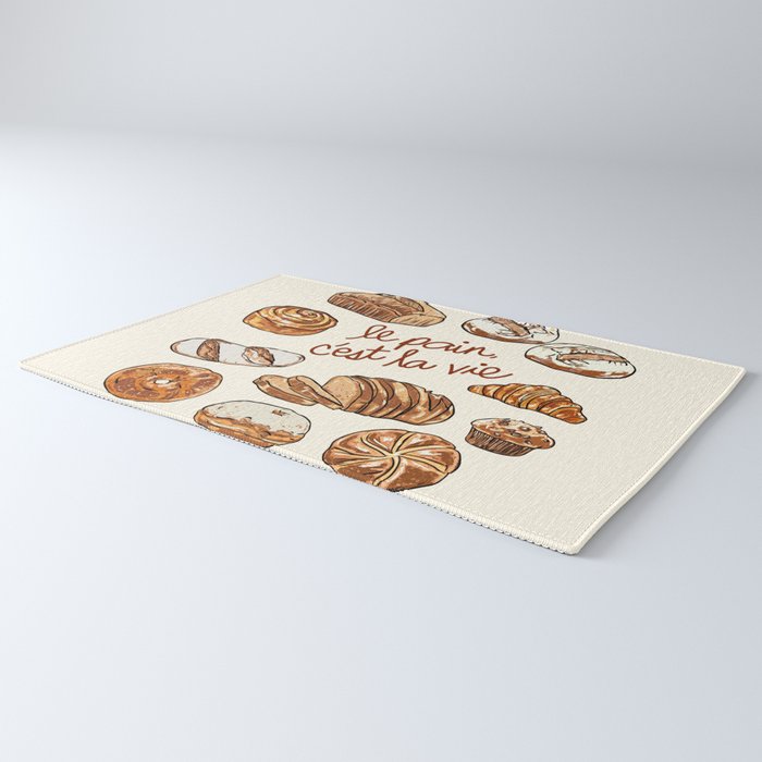Le Pain Câest La Vie â Bread is Life French Bakery Illustration Rug Gallery Image 3