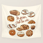 Le Pain Câest La Vie â Bread is Life French Bakery Illustration Wall Tapestry Gallery Image 4