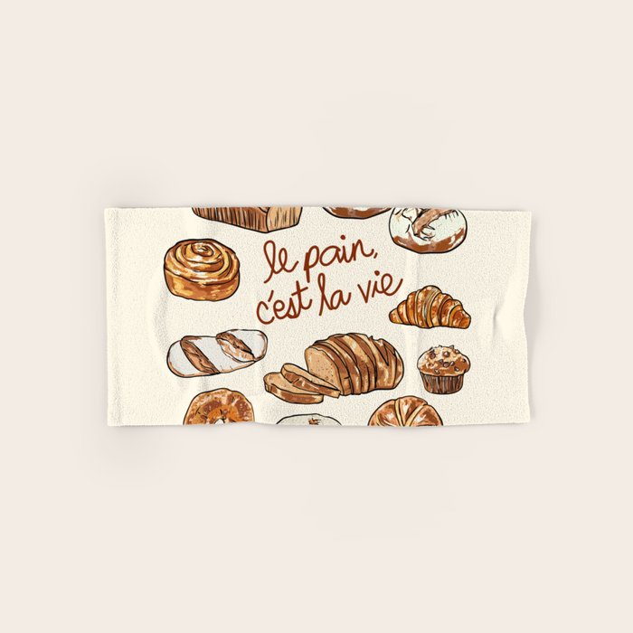 Le Pain Câest La Vie â Bread is Life French Bakery Illustration Bath Towel Gallery Image 1