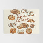 Le Pain Câest La Vie â Bread is Life French Bakery Illustration Rug Gallery Image 2