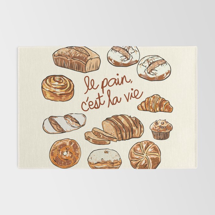 Le Pain Câest La Vie â Bread is Life French Bakery Illustration Rug Gallery Image 2