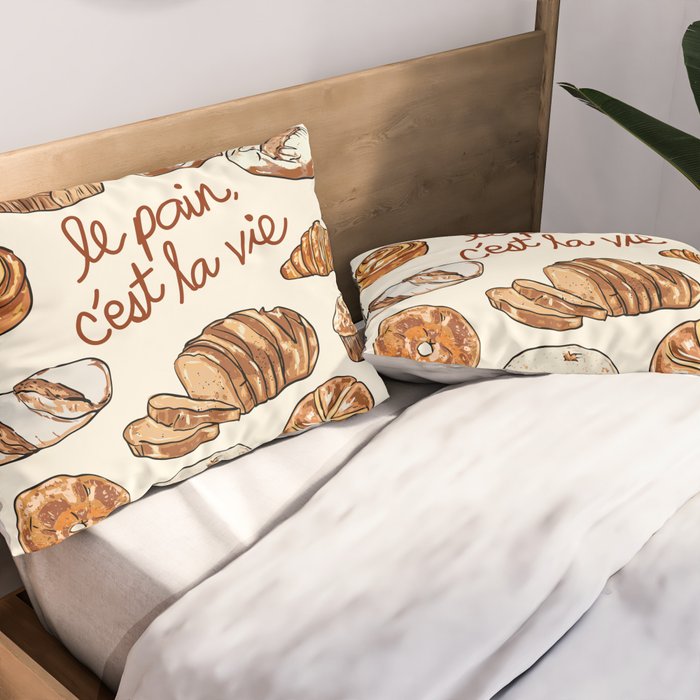 Le Pain Câest La Vie â Bread is Life French Bakery Illustration Pillow Sham Gallery Image 2