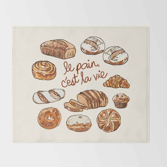 Le Pain Câest La Vie â Bread is Life French Bakery Illustration Throw Blanket Gallery Image 2