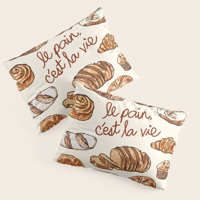 Le Pain Câest La Vie â Bread is Life French Bakery Illustration Pillow Sham Gallery Image 3