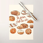 Le Pain Câest La Vie â Bread is Life French Bakery Illustration Wrapping Paper Gallery Image 1