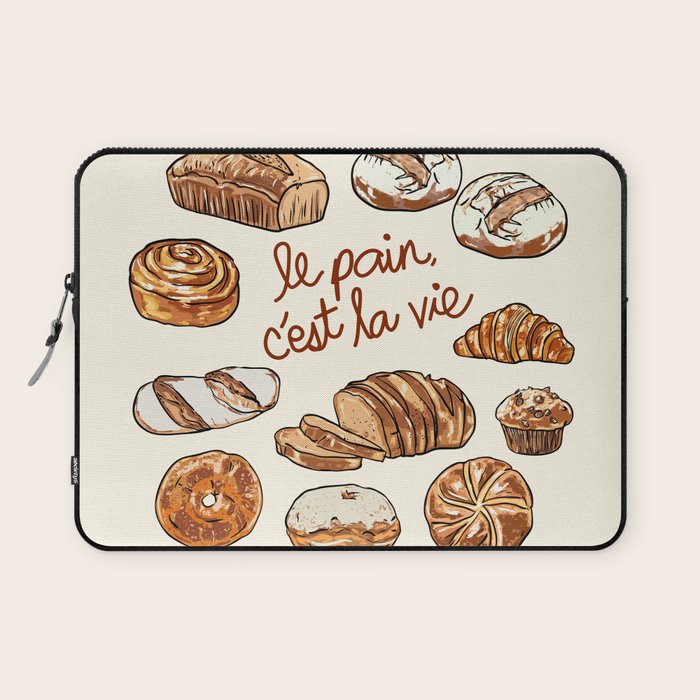 Le Pain Câest La Vie â Bread is Life French Bakery Illustration Laptop Sleeve Gallery Image 1