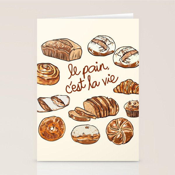 Le Pain Câest La Vie â Bread is Life French Bakery Illustration Stationery Card Gallery Image 2