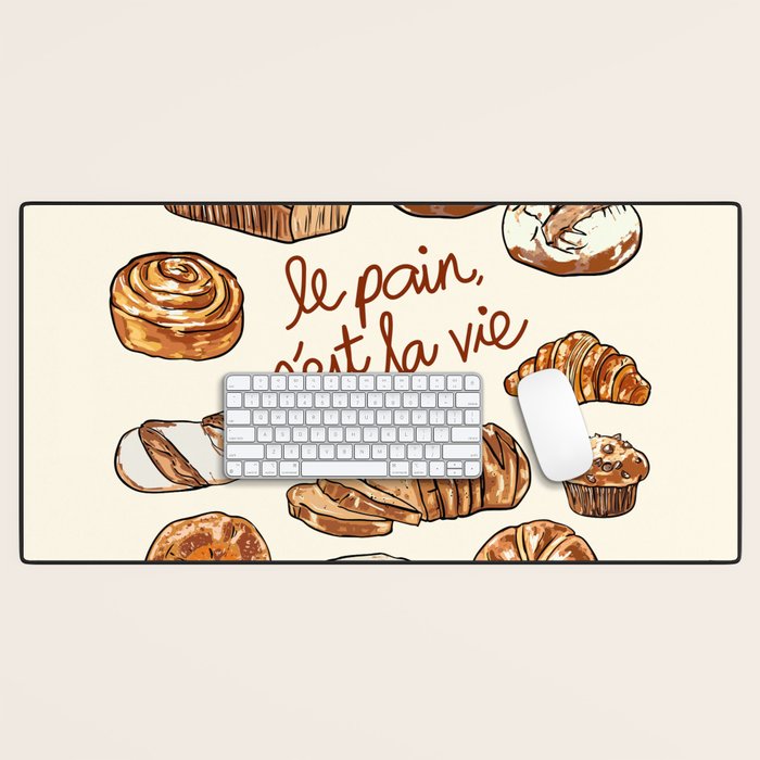 Le Pain Câest La Vie â Bread is Life French Bakery Illustration Desk Mat Gallery Image 1