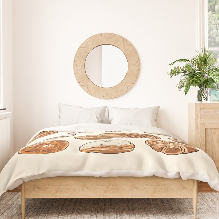 Le Pain Câest La Vie â Bread is Life French Bakery Illustration Duvet Cover Gallery Image 3