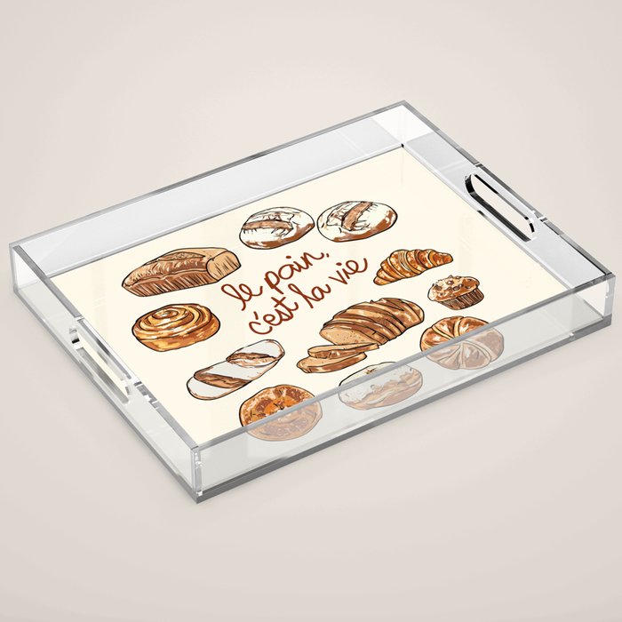 Le Pain Câest La Vie â Bread is Life French Bakery Illustration Acrylic Tray Gallery Image 1