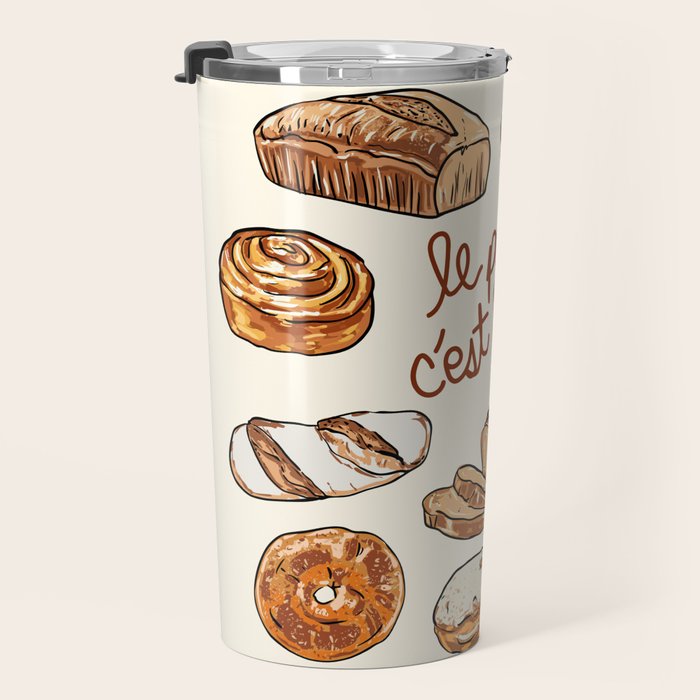 Le Pain Câest La Vie â Bread is Life French Bakery Illustration Travel Mug Gallery Image 3