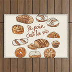 Le Pain Câest La Vie â Bread is Life French Bakery Illustration Outdoor Rug Gallery Image 1