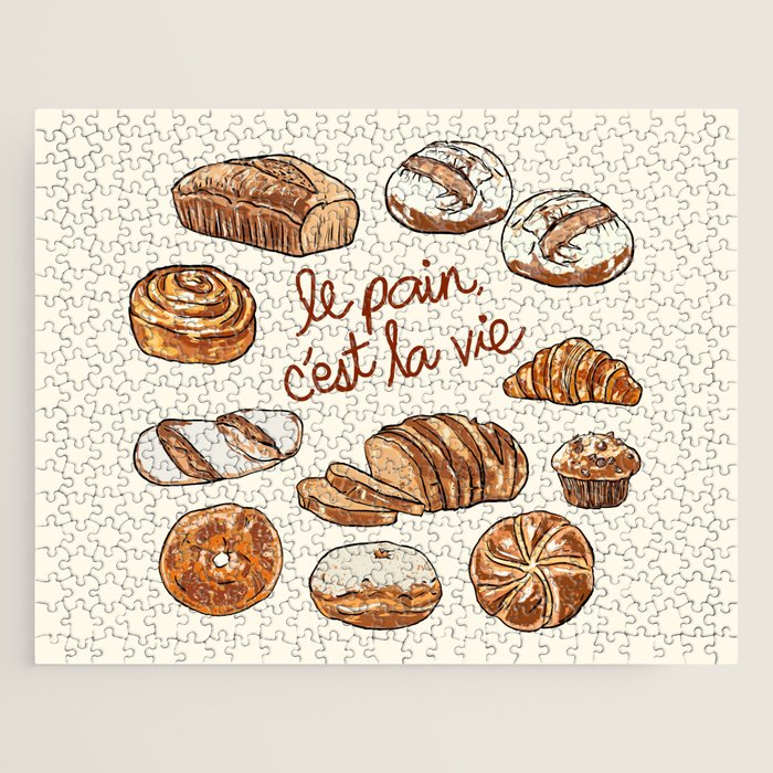 Le Pain Câest La Vie â Bread is Life French Bakery Illustration Jigsaw Puzzle Gallery Image 1
