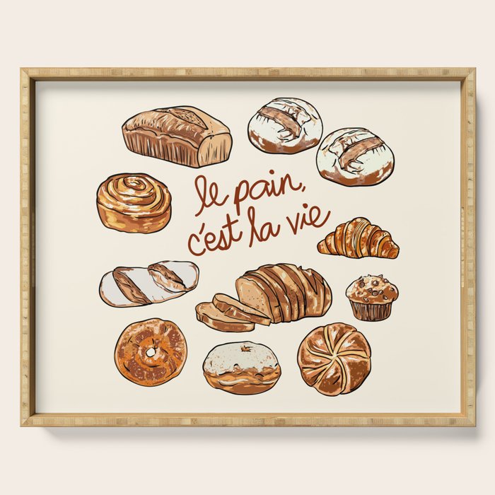 Le Pain Câest La Vie â Bread is Life French Bakery Illustration Serving Tray Gallery Image 1
