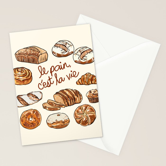 Le Pain Câest La Vie â Bread is Life French Bakery Illustration Stationery Card Gallery Image 2