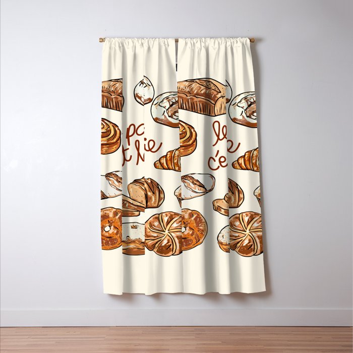 Le Pain Câest La Vie â Bread is Life French Bakery Illustration Window Curtain Gallery Image 3