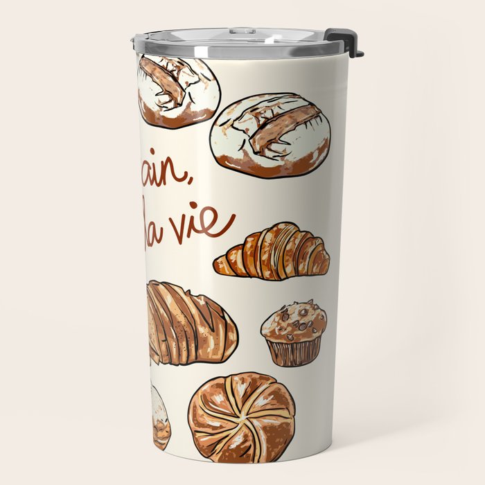 Le Pain Câest La Vie â Bread is Life French Bakery Illustration Travel Mug Gallery Image 2