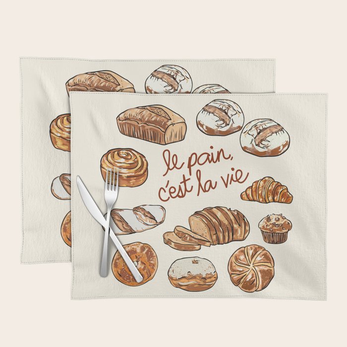 Le Pain Câest La Vie â Bread is Life French Bakery Illustration Placemat Gallery Image 1