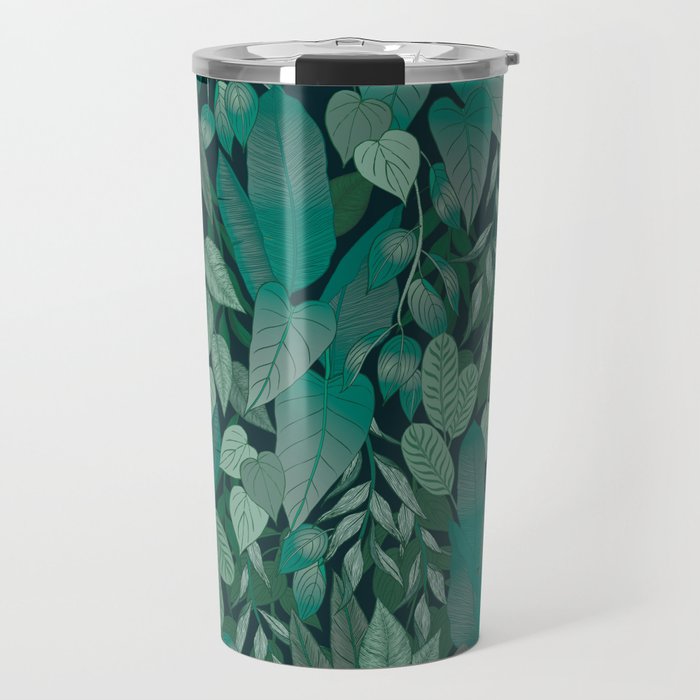 Tropical Jungle Garden Leaves {Jade} Travel Mug Gallery Image 1