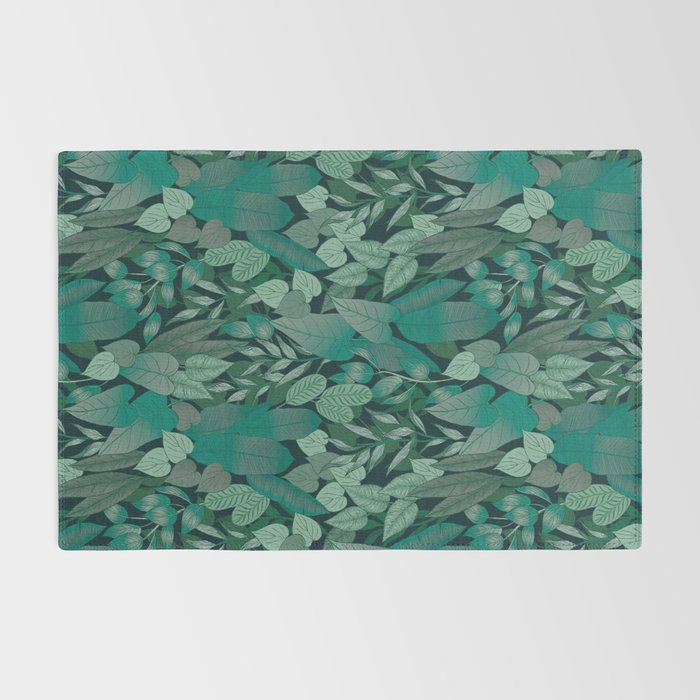 Tropical Jungle Garden Leaves {Jade} Rug Gallery Image 2