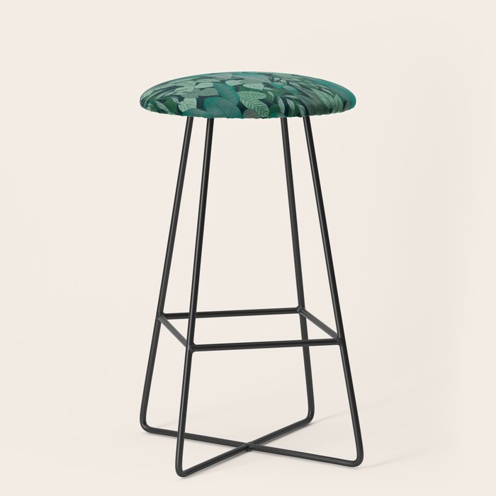 Tropical Jungle Garden Leaves {Jade} Stool Gallery Image 1