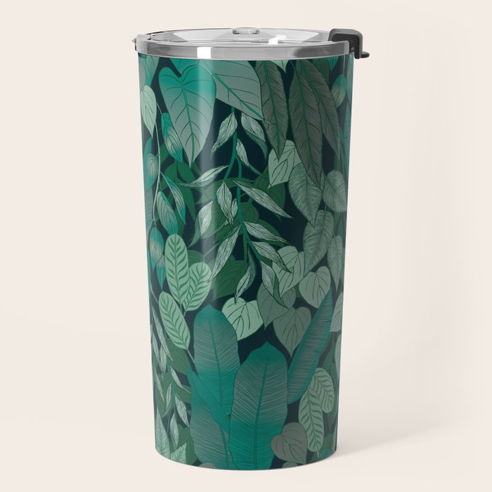 Tropical Jungle Garden Leaves {Jade} Travel Mug Gallery Image 2