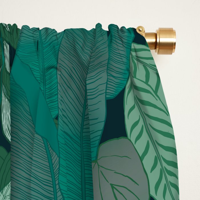Tropical Jungle Garden Leaves {Jade} Window Curtain Gallery Image 2